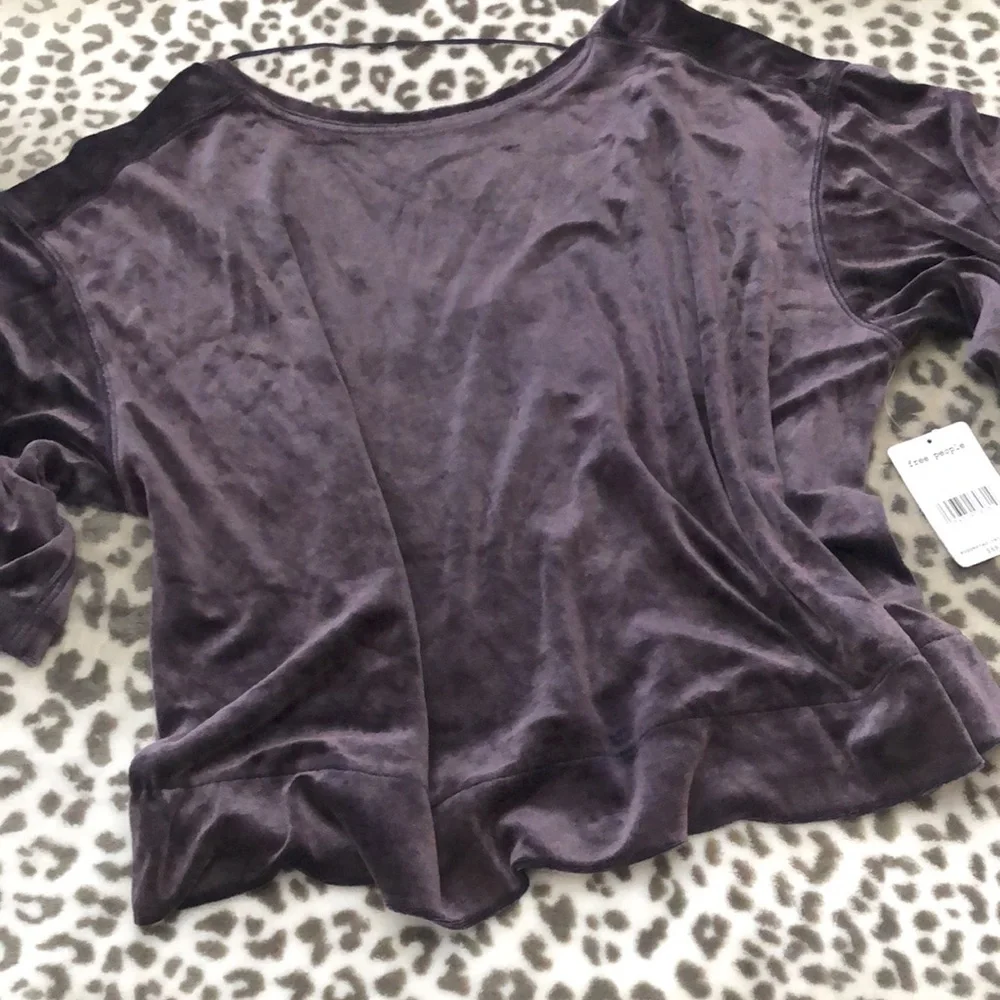 Free People Valerie Open Back Velvet Top Small Oversized Slouchy